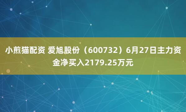 小煎猫配资 爱旭股份（600732）6月27日主力资金净买入2179.25万元